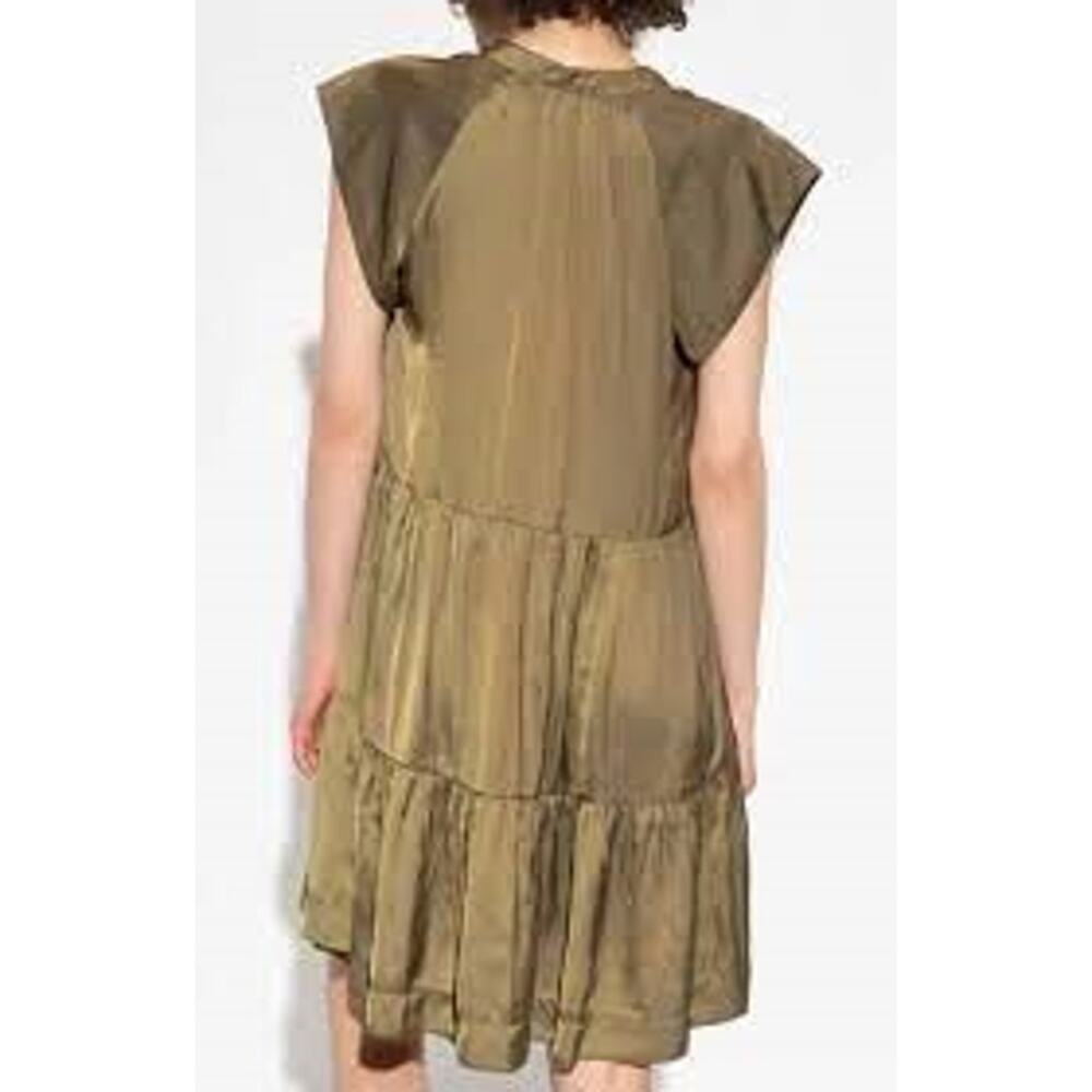 Zadig & Voltaire NWOT Rito Tiered Satin Dress in‎ Kaki Green Size XS MSRP $398 - Picture 2 of 7